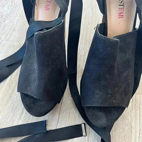 Womens JustFab Black Peep Toe Wrap Heels - 7.5 - Picture 2 of 10